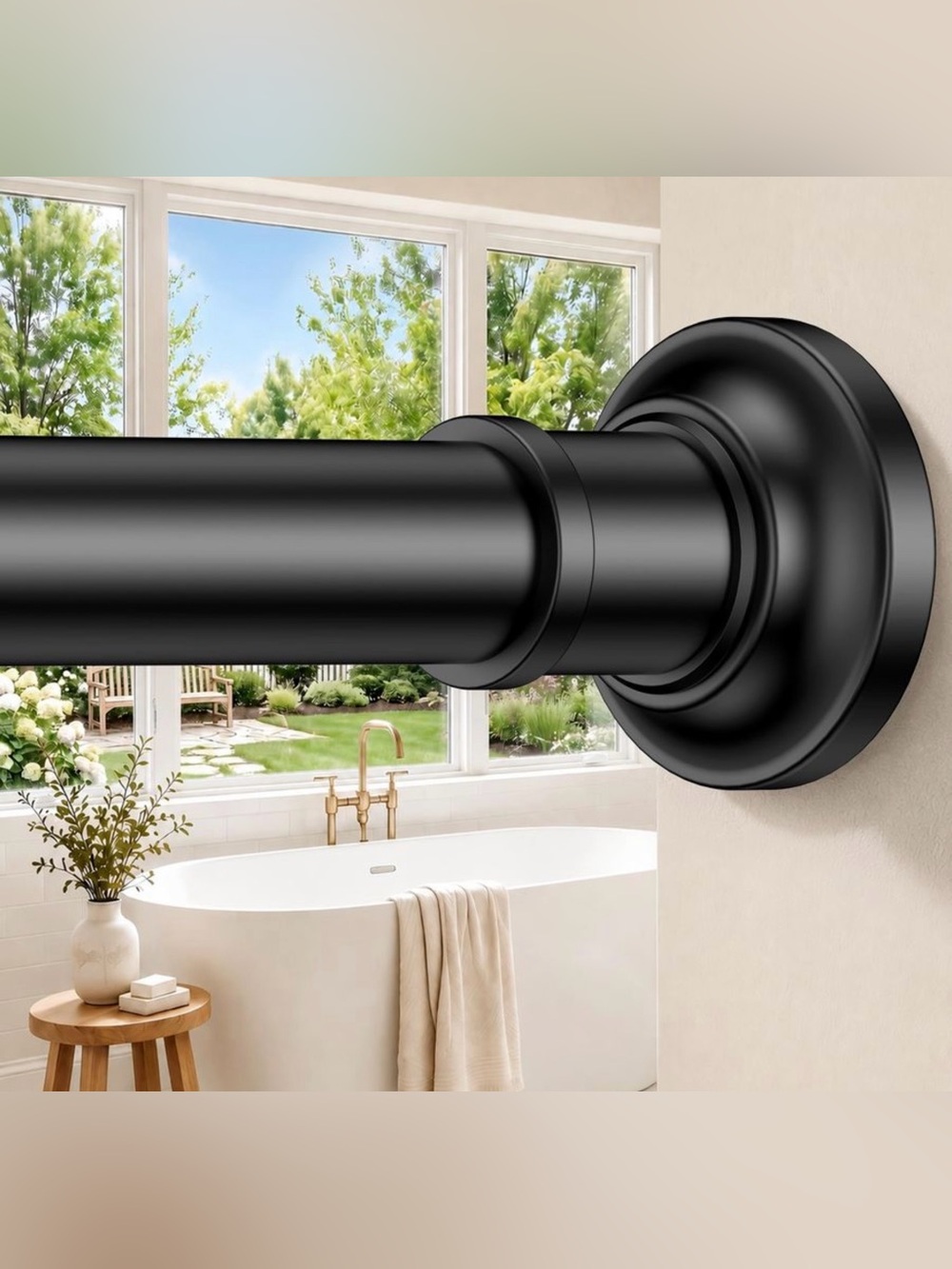 Haryaers Black Matte Long Curtain Rod Tension Shower Curtain Rods 30 to 120 in